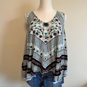 O'Neill Blue and Pink Patterned Tank Top